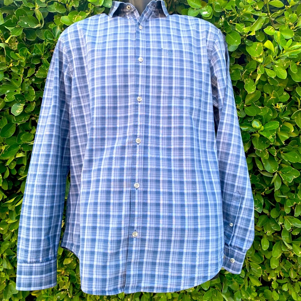 Original Penguin Men’s Blue Plaid Long Sleeve XL
